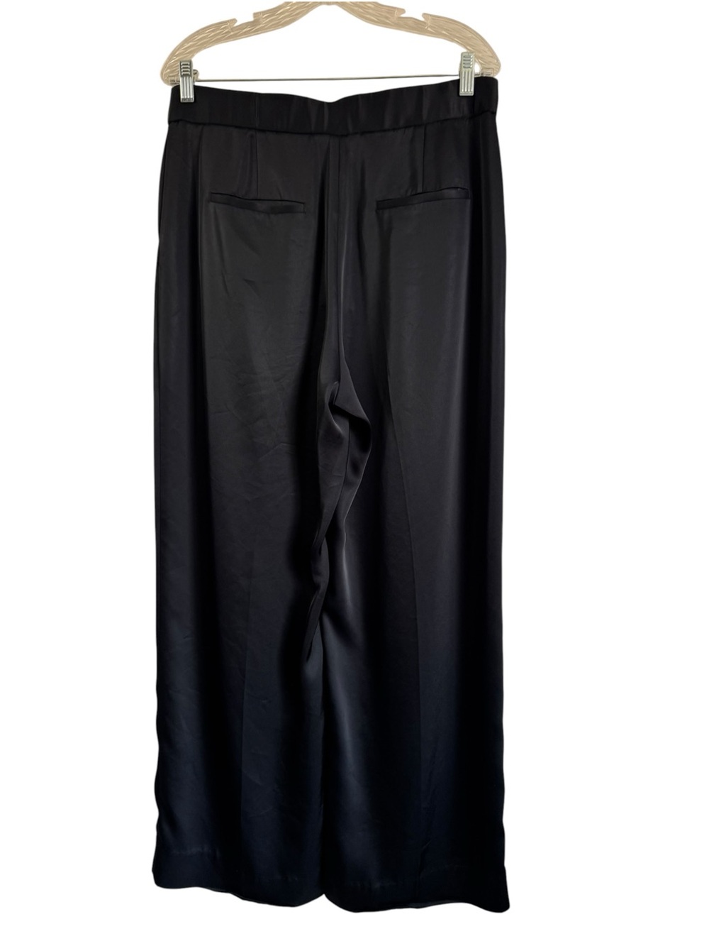 Aritzia Wilfred The Limitless Pant Satin Trousers Black Career Wide Leg Size 12 - Picture 4 of 16